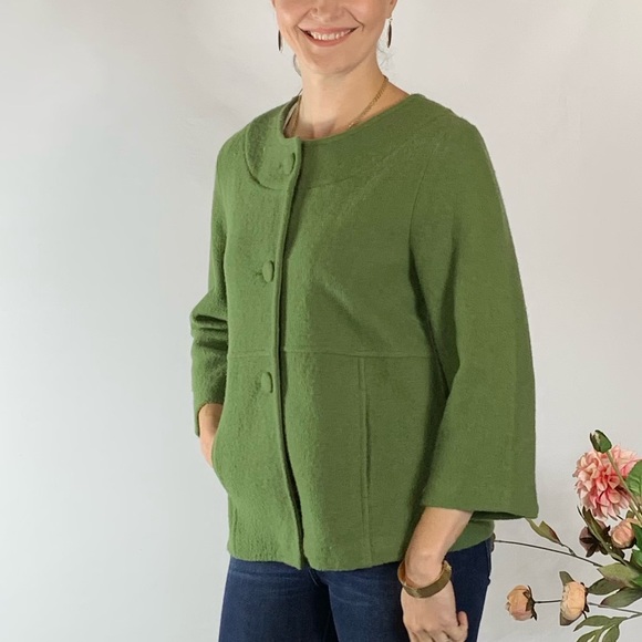 Harvé Bernard Green Wool Coat Small - Picture 4 of 7